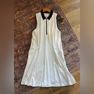 Callaway Black and White Zip-Up Sleeveless Dress